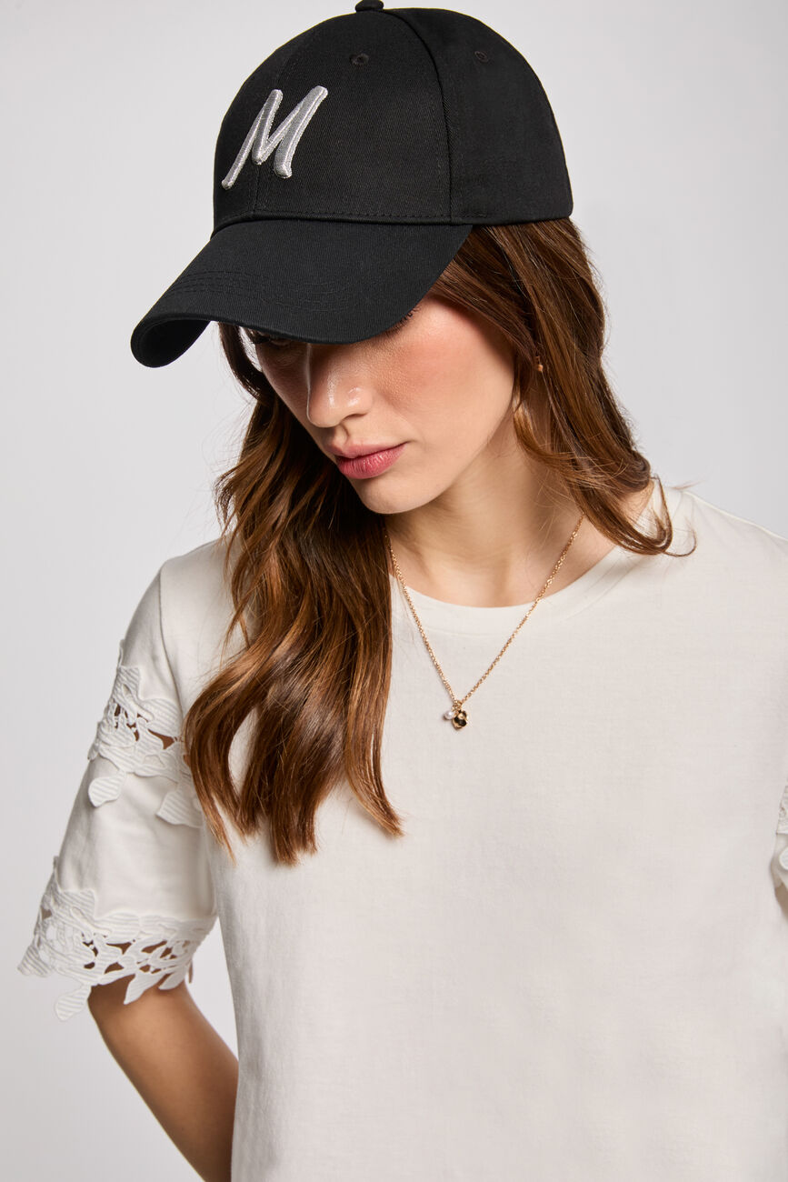 Kappe mit M-Stickerei schwarz damen