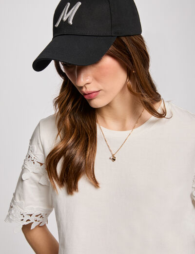 Kappe mit M-Stickerei schwarz damen