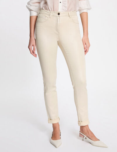 Jeans slim irisé ivoire femme