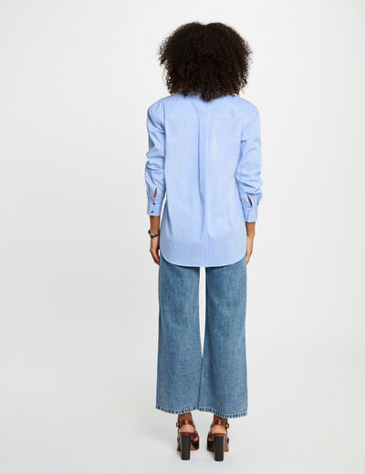 Chemise manches longues rayée bleu ciel femme