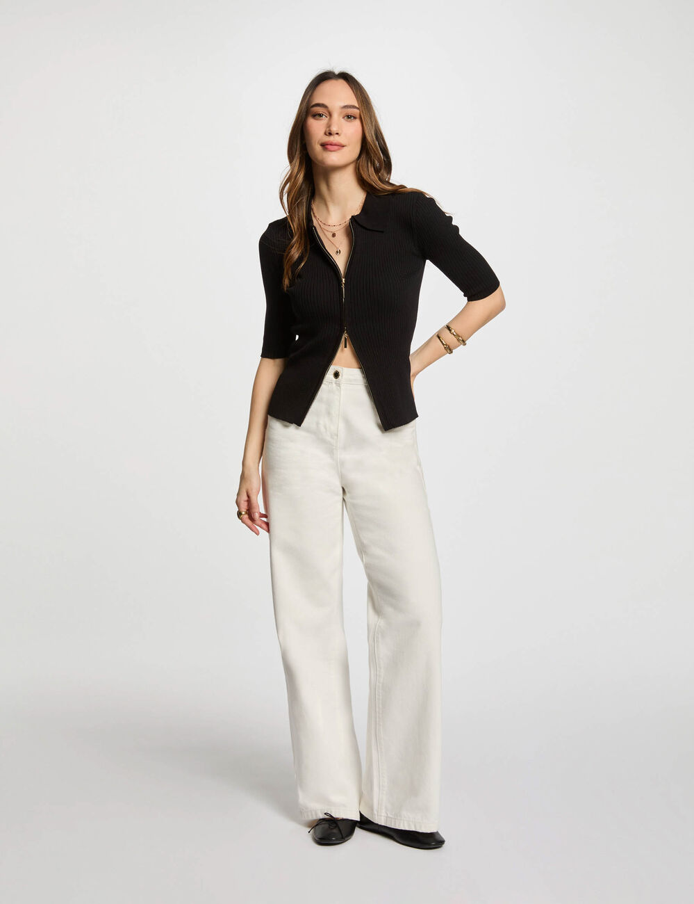 Gilet manches 3/4 noir femme