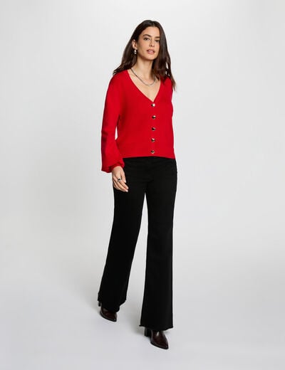 Weit geschnittene hochgeschnittene Hose schwarz damen