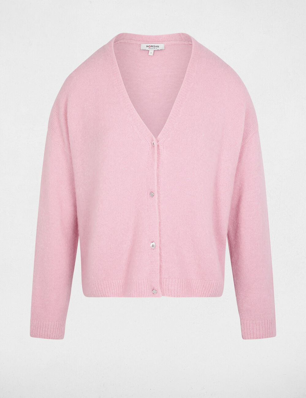 Strickcardigan mit V-Ausschnitt pastellrosa damen