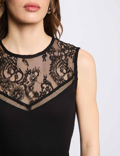 T-shirt sans manches noir femme