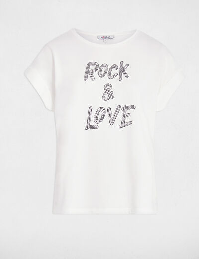T-shirt court strass blanc femme