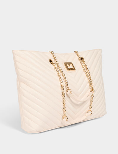 Sac cabas matelassé ivoire femme