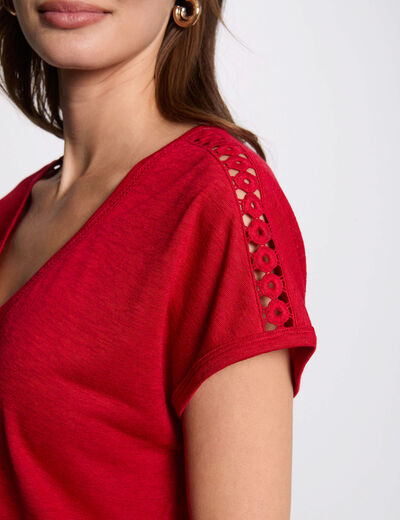 T-shirt mit kurzen Ärmeln rot damen