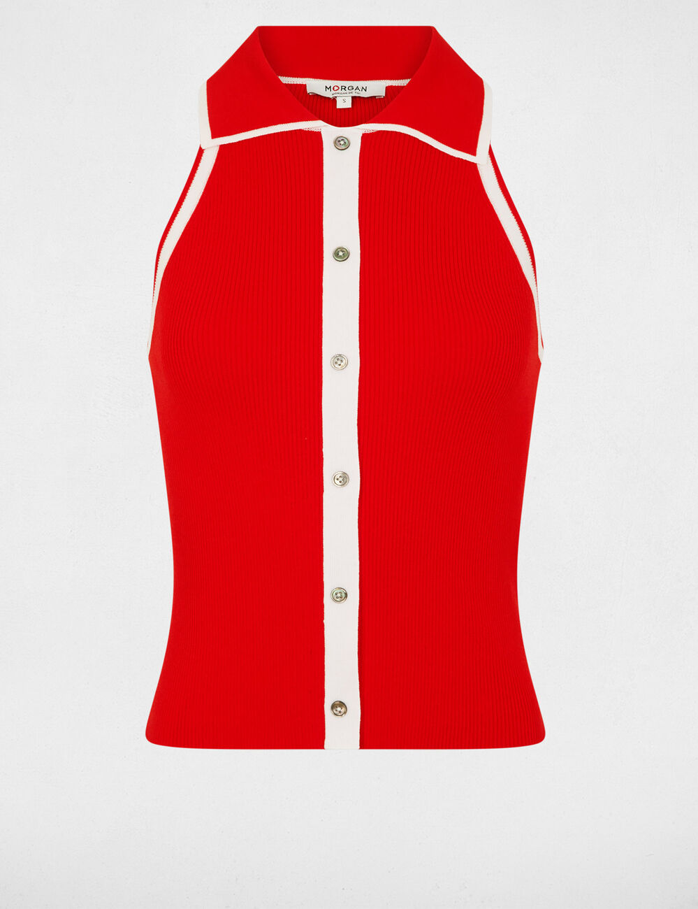 Figurbetonter Pullover mit Reverskragen leuchtend rot damen