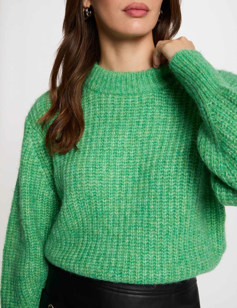 Langarm-Pullover mit Rundhalsausschnitt mintgrün damen