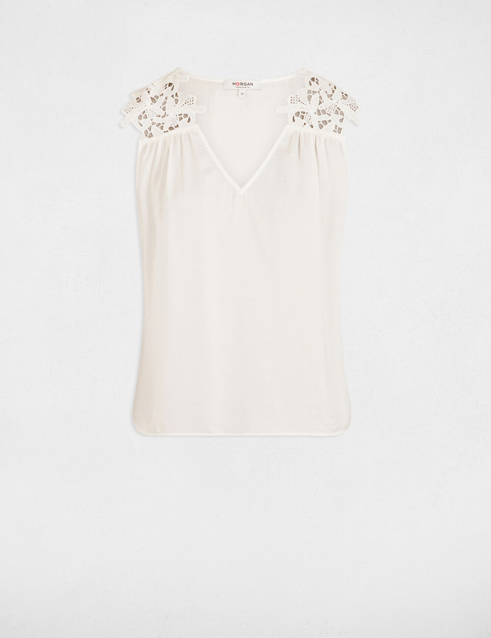 Top sans manches dentelle blanc femme
