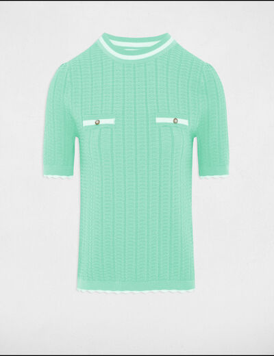 Pull manches courtes vert menthe femme