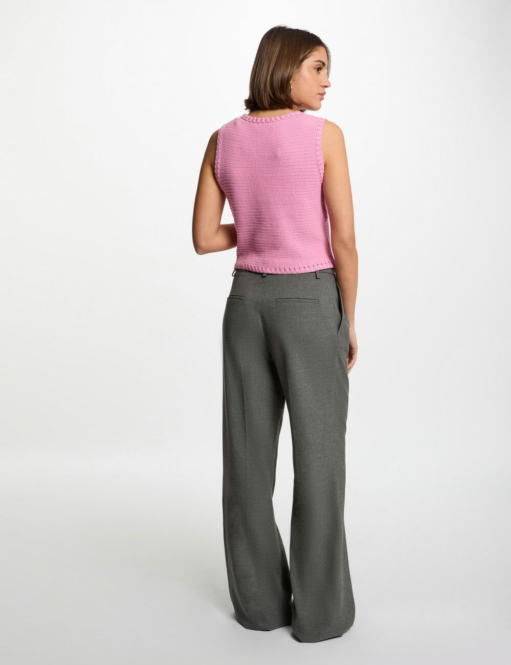 Ärmellose Strickweste rosa damen