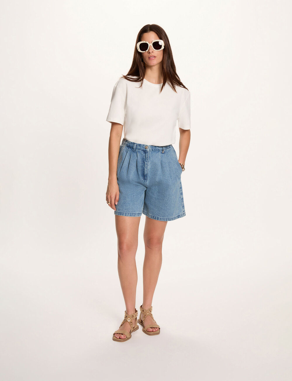 T-shirt col rond blanc femme