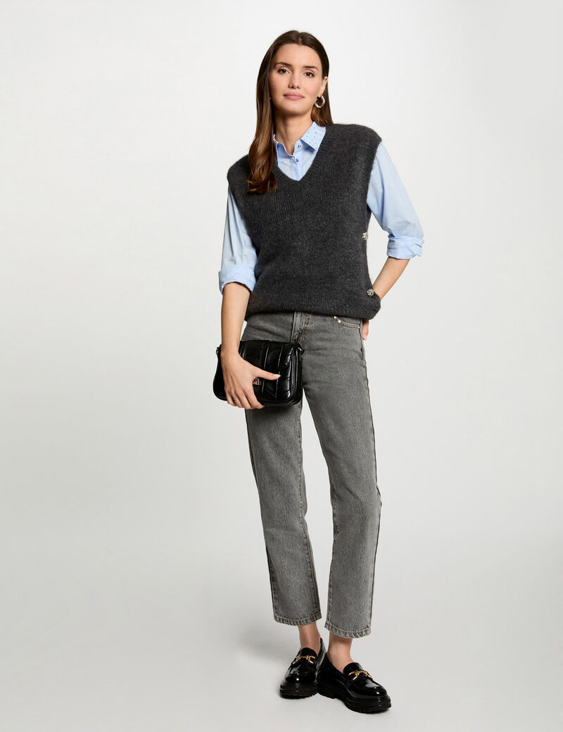 Ärmelloser Pullover dunkelgrau damen
