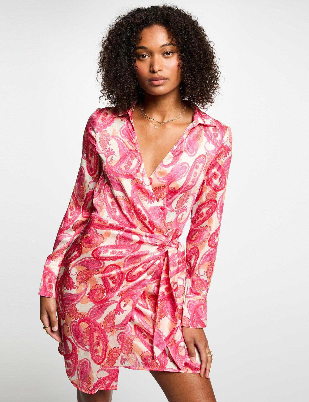 Robe courte portefeuille multicolore femme