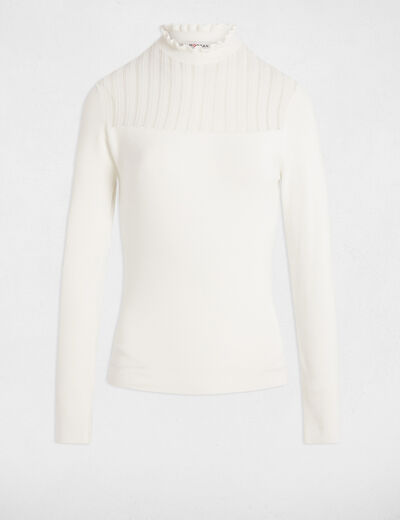 Pullover mit Stehkragen weiss damen