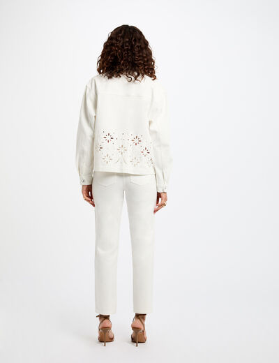 Veste en jean brodée blanc femme