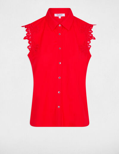 Chemise sans manches rouge vif femme