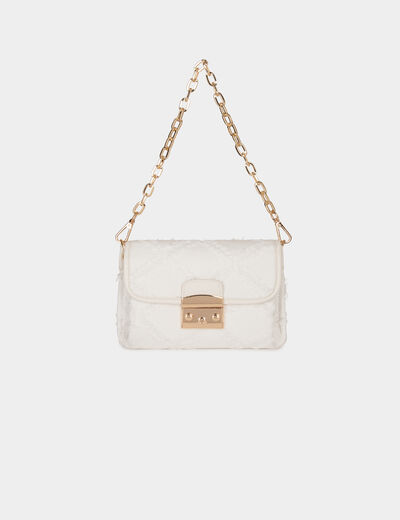 Sac pochette � franges ivoire femme