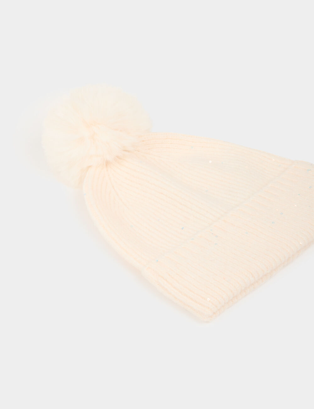 Bonnet fils m&eacute;tallis&eacute;s ivoire femme