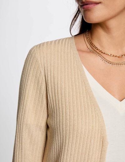 Lange Strickjacke mit V-Ausschnitt goldgelb damen