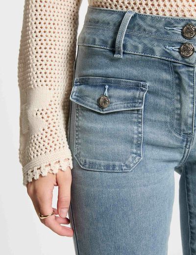 Bootcut-Jeans mit hoher Taille gebleichtes denim damen
