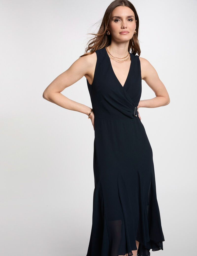 Fließendes Midikleid marineblau damen