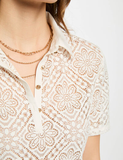 Polo manches courtes blanc femme