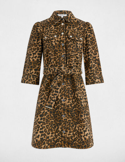 Robe courte droite imprimée multicolore femme