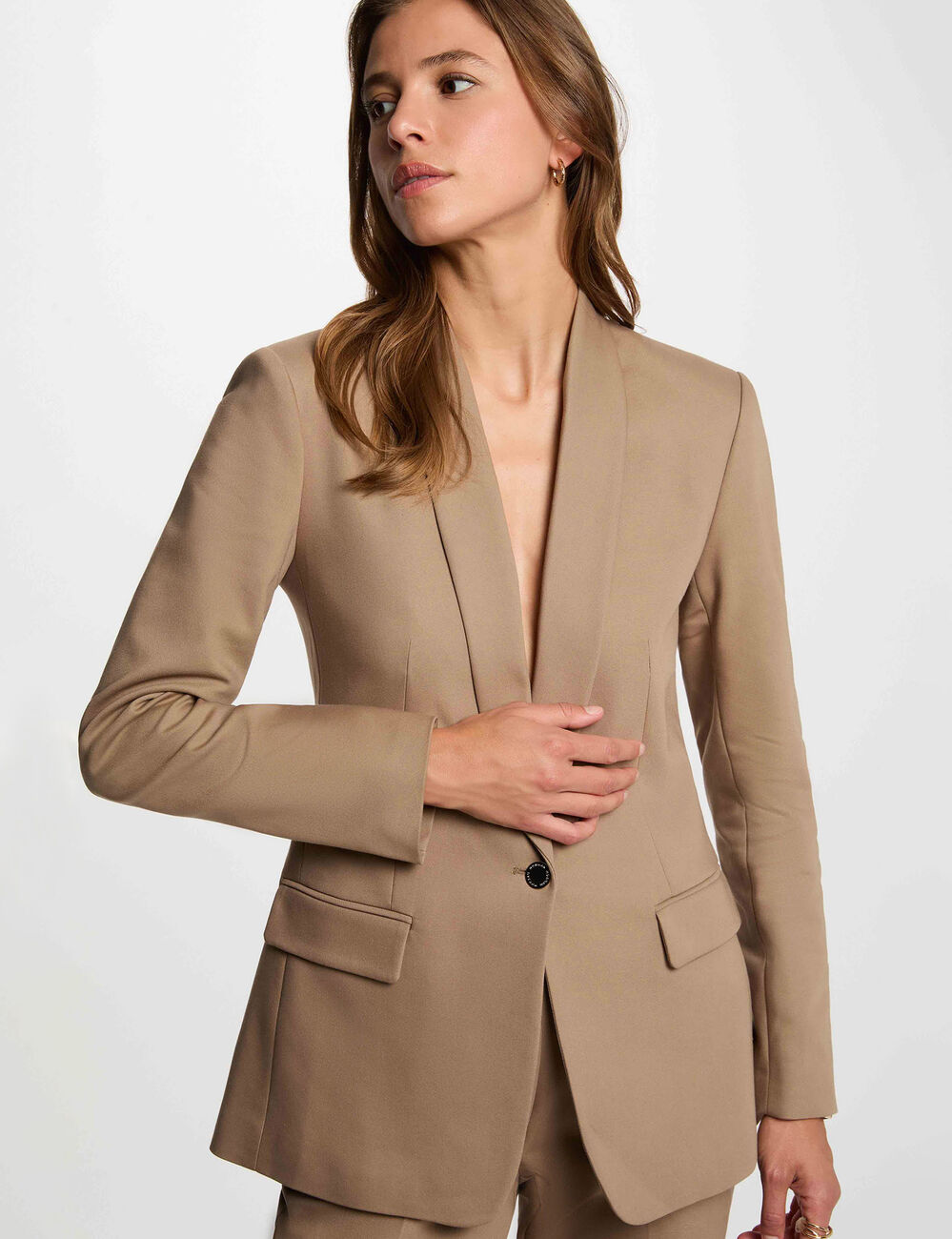 Kurze Jacke mit Schalkragen maulwurfsgrau damen