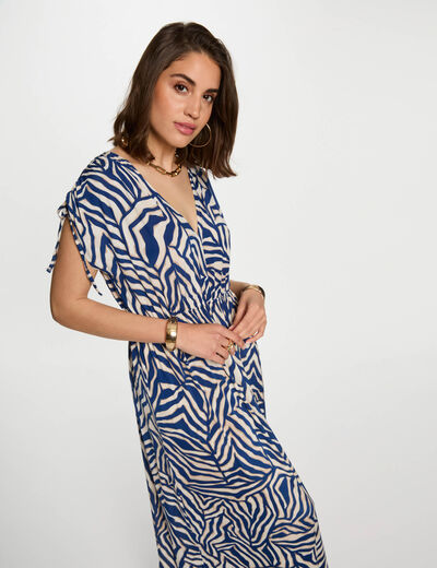 Langes gerades Kleid mit Muster mehrfarbig damen