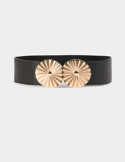 Ceinture élastiquée à boucles noir femme