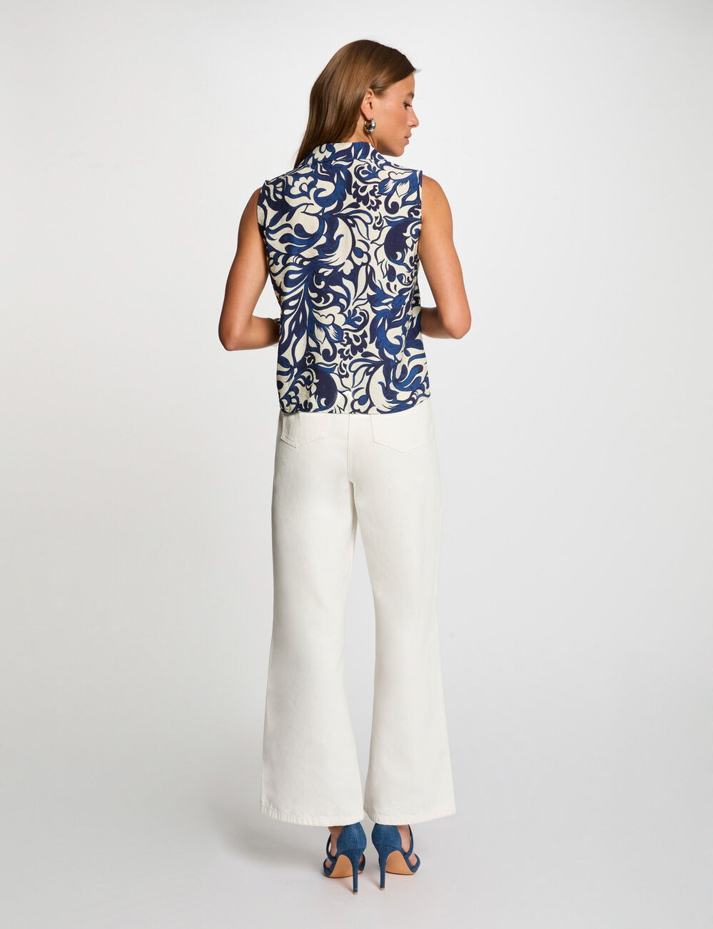 Chemise sans manches imprimée multicolore femme