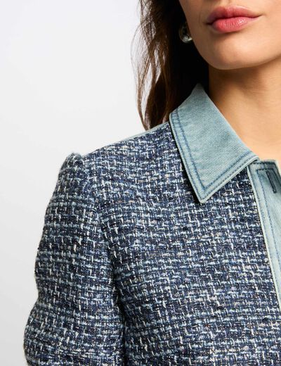 Veste courte tweed multicolore femme
