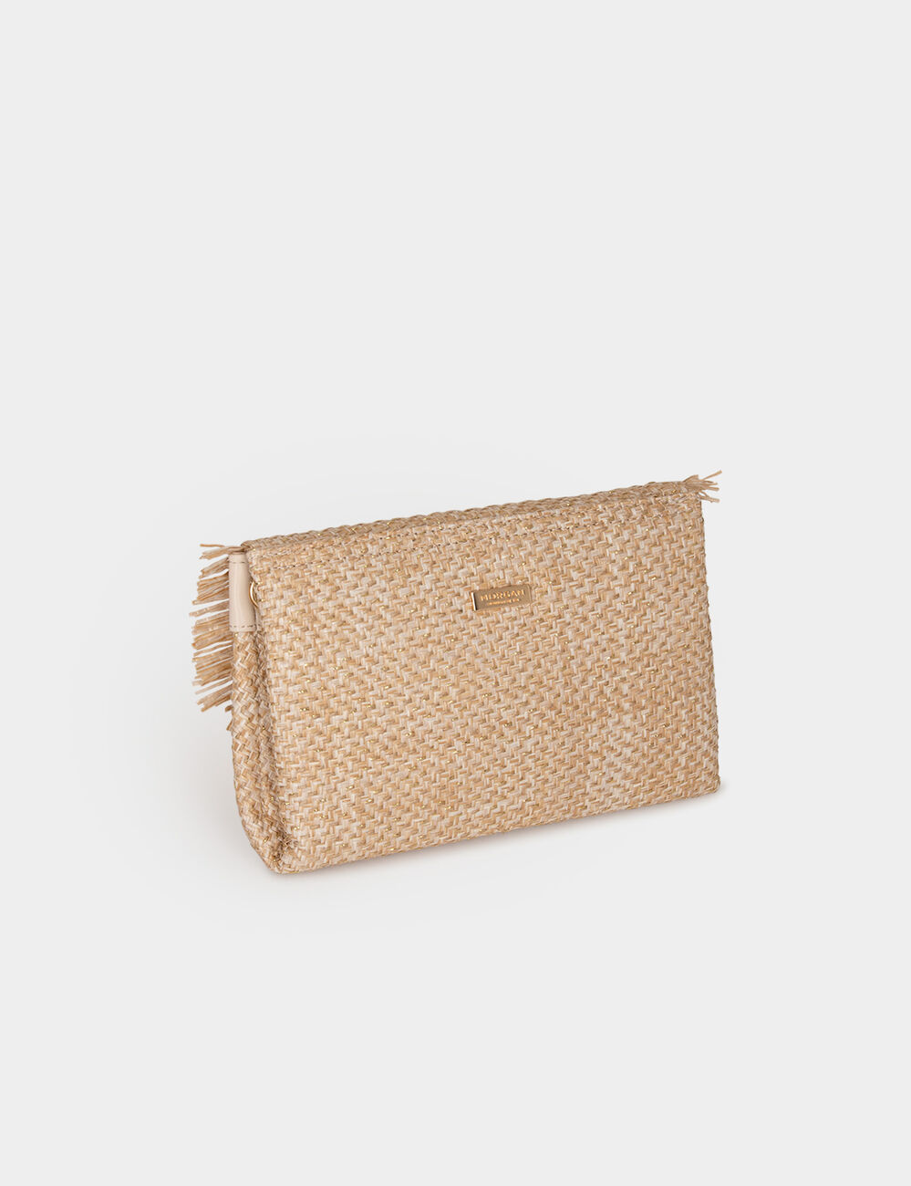 Geflochtene Tasche mit Fransen sandfarben damen