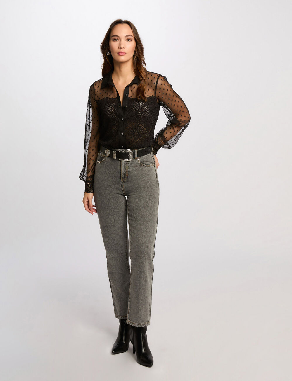 Langarmshirt schwarz damen