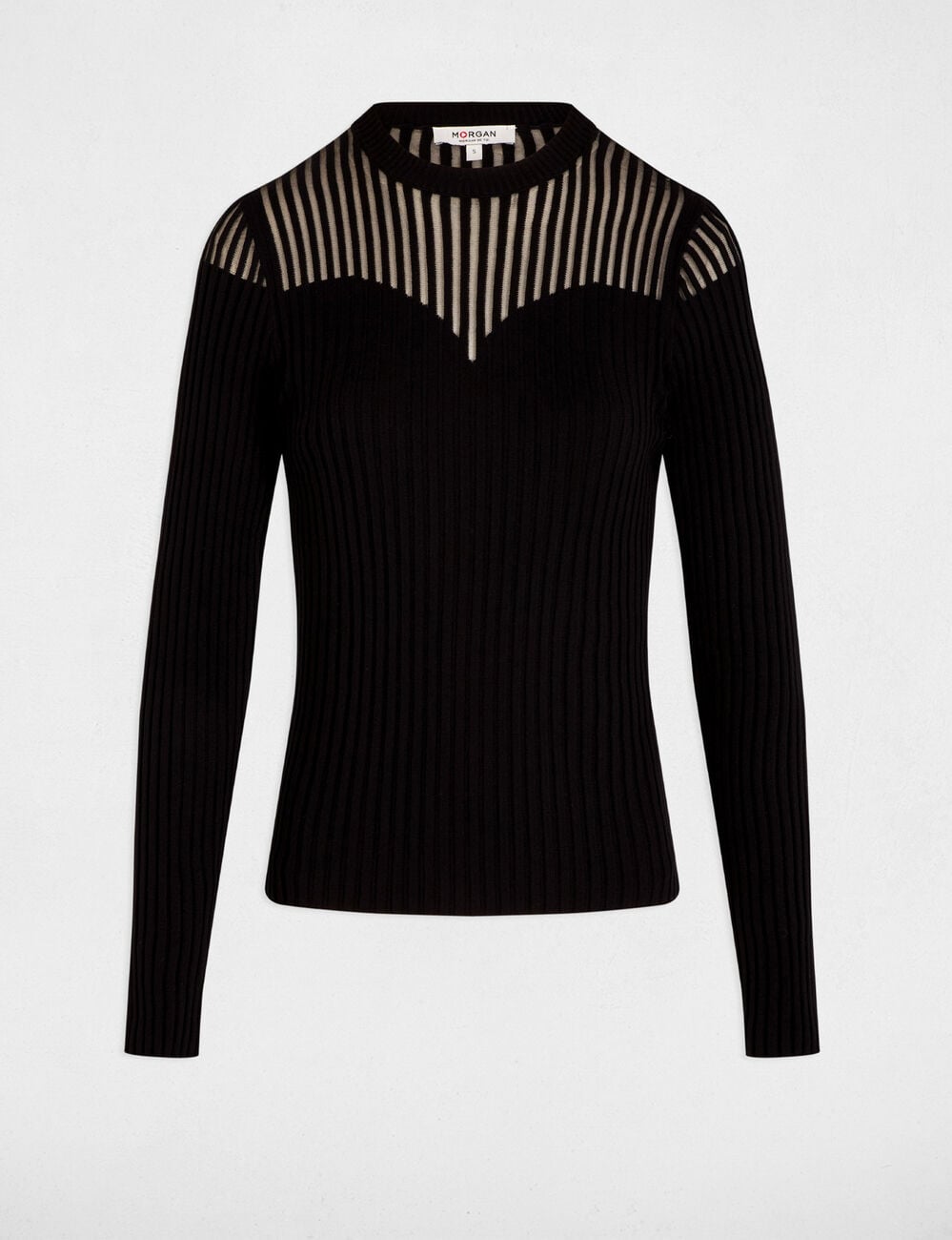 Pull torsad&eacute; cintr&eacute; noir femme