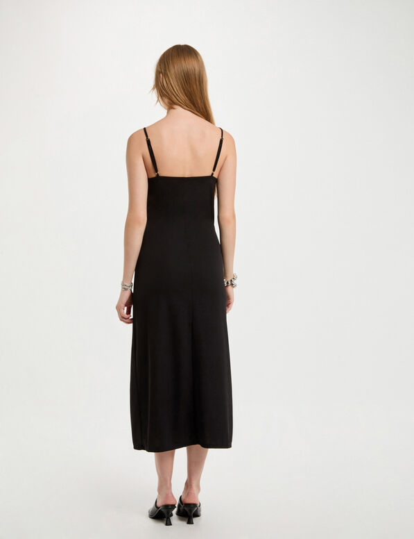 eng anliegendes midikleid mit schlitz schwarz damen Eng anliegendes Midikleid mit Schlitz schwarz damen