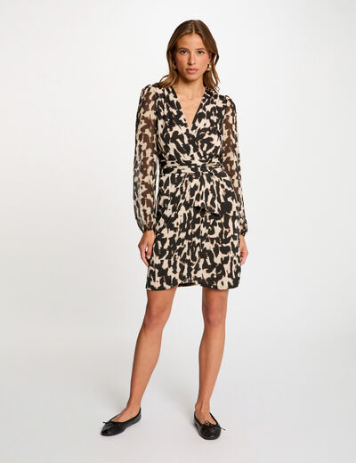 Kurzes figurbetontes Kleid mit Print mehrfarbig damen