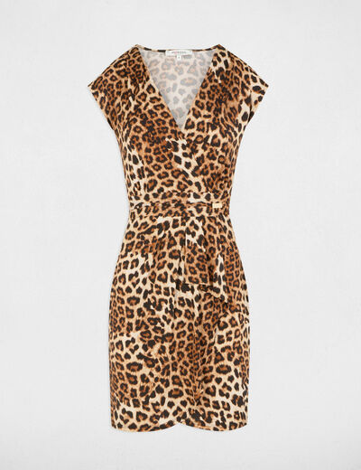 Robe courte ajustée imprimée multicolore femme