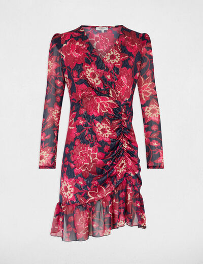 Robe courte ajustée imprimée multicolore femme