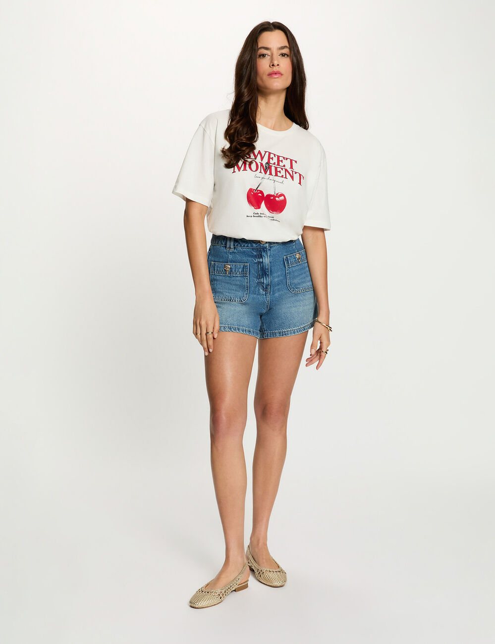 Short slim en jean denim stone femme