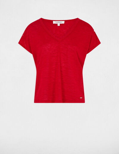 T-shirt mit kurzen Ärmeln rot damen