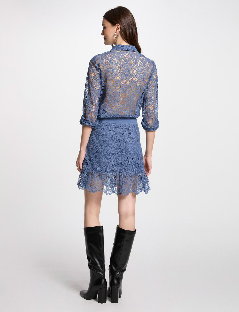 Langarmhemd bleu gris damen
