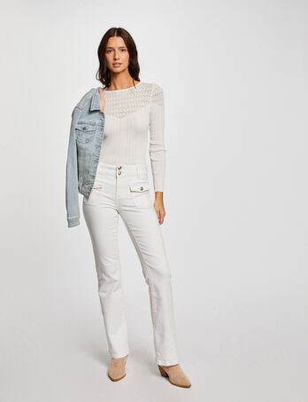 Bootcut-Jeans mit Pattentaschen elfenbein damen