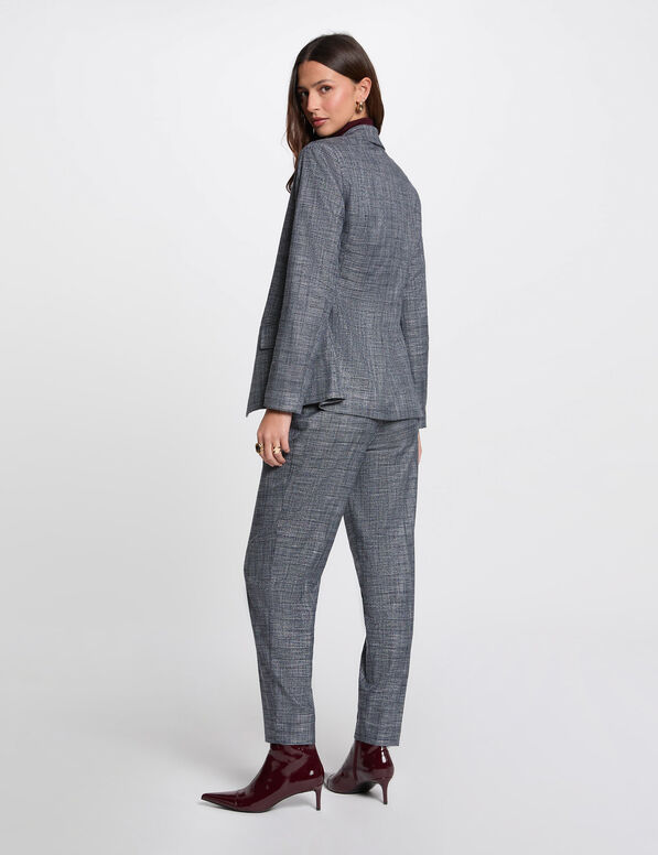 veste courte a carreaux bleu marine femme Veste courte à carreaux bleu marine femme