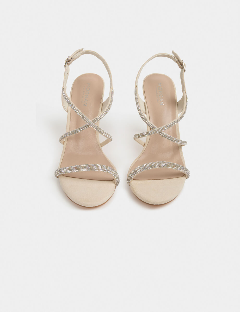 Sandalen mit Strasssteinen elfenbein damen