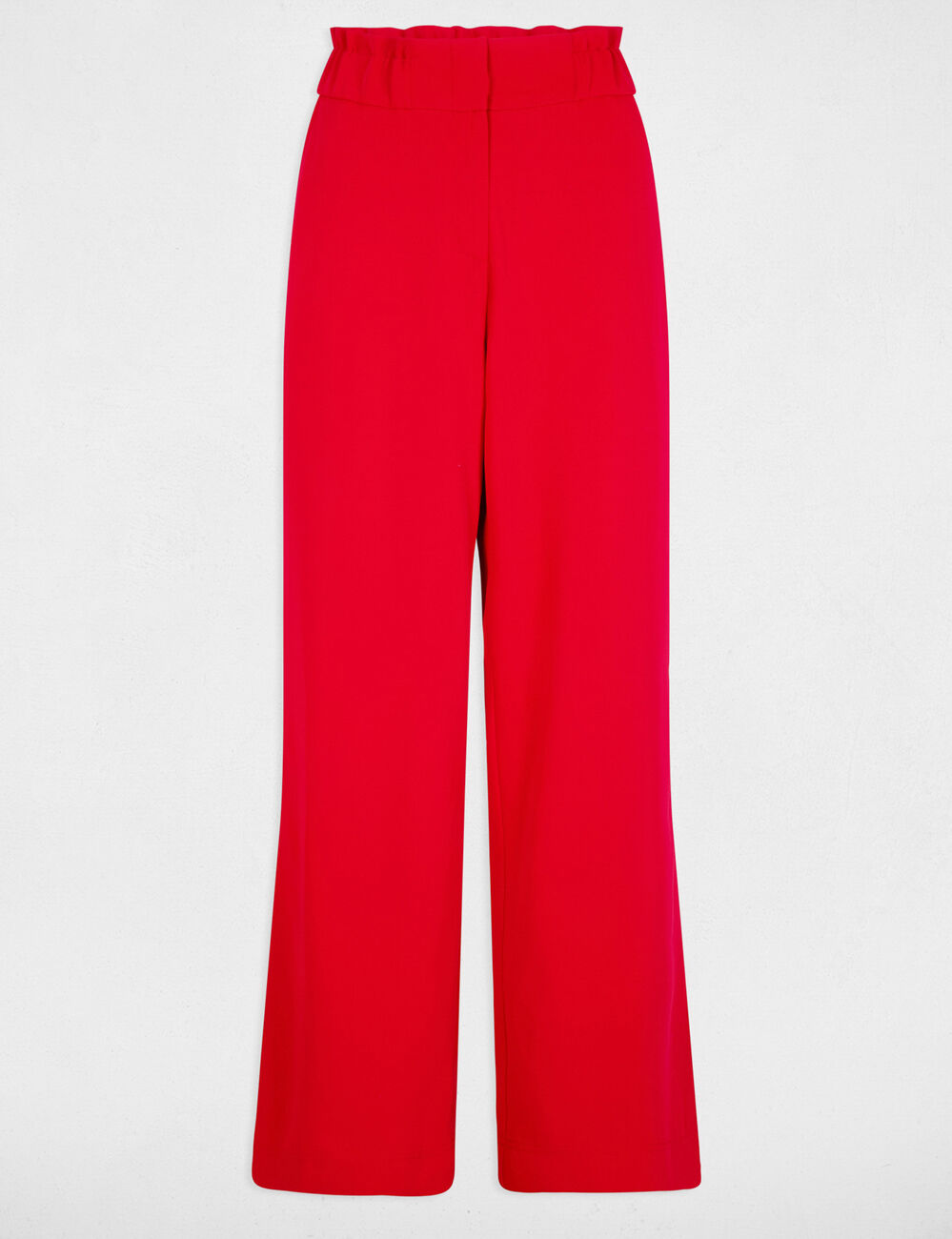 Pantalon large à fronces rouge femme