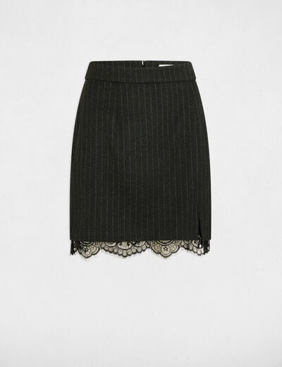 Jupe courte rayée gris anthracite femme