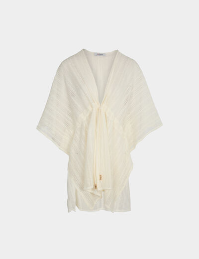 Poncho col v blanc femme
